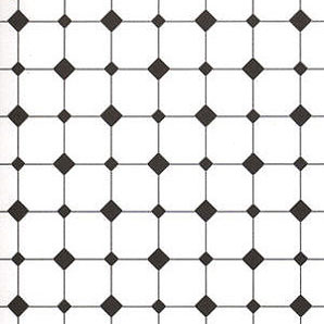 Dollhouse Miniature Wallpaper:1/2" Scale Diamond Tiles, Black & White